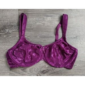 Wacoal Awareness Underwire Bra‎ 36D Adjustable Jacquard Floral Purple